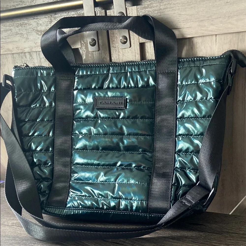 Tahari Green Quilted Tote Bag - Picture 2 of 10